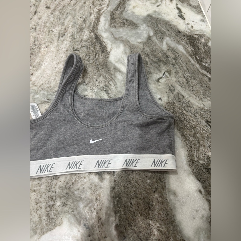 Nike Grey White Band Sports Bra, Size:M